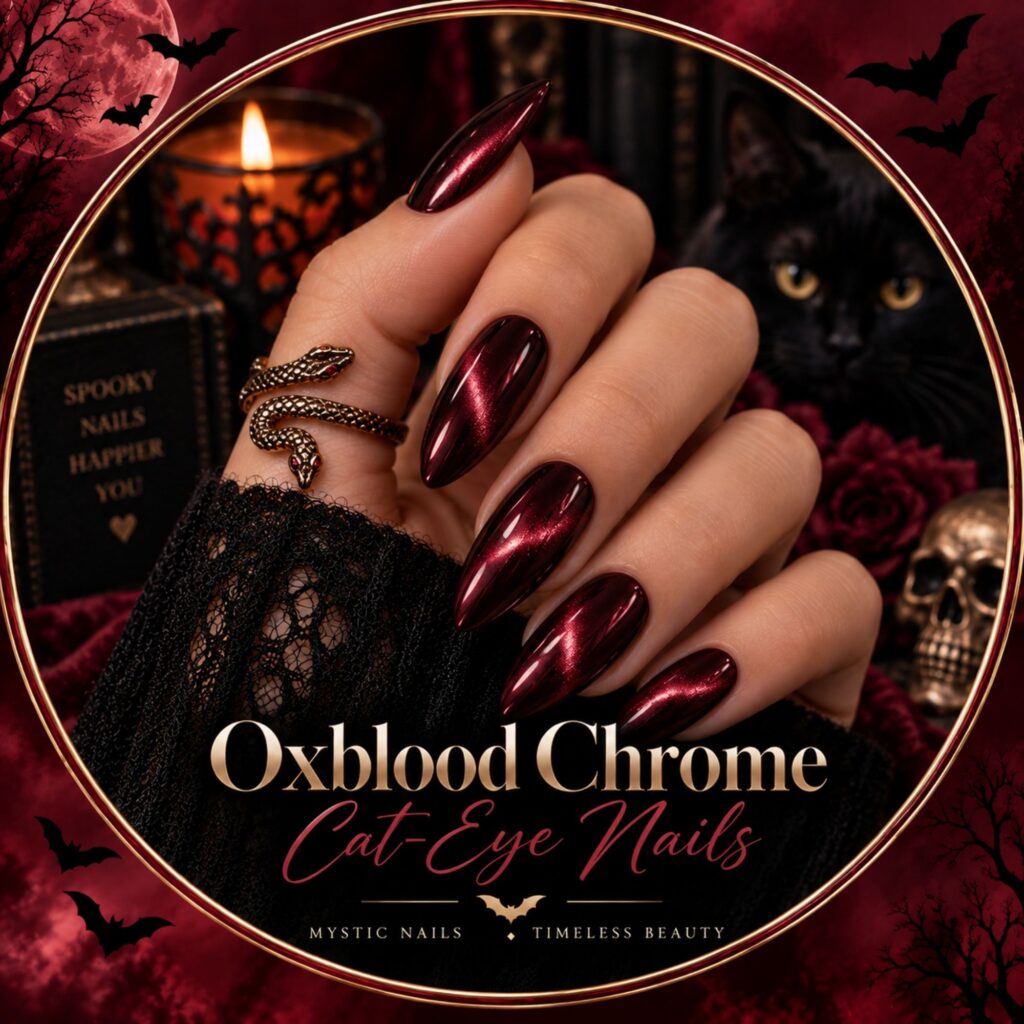 Oxblood Chrome Cat-Eye Nails