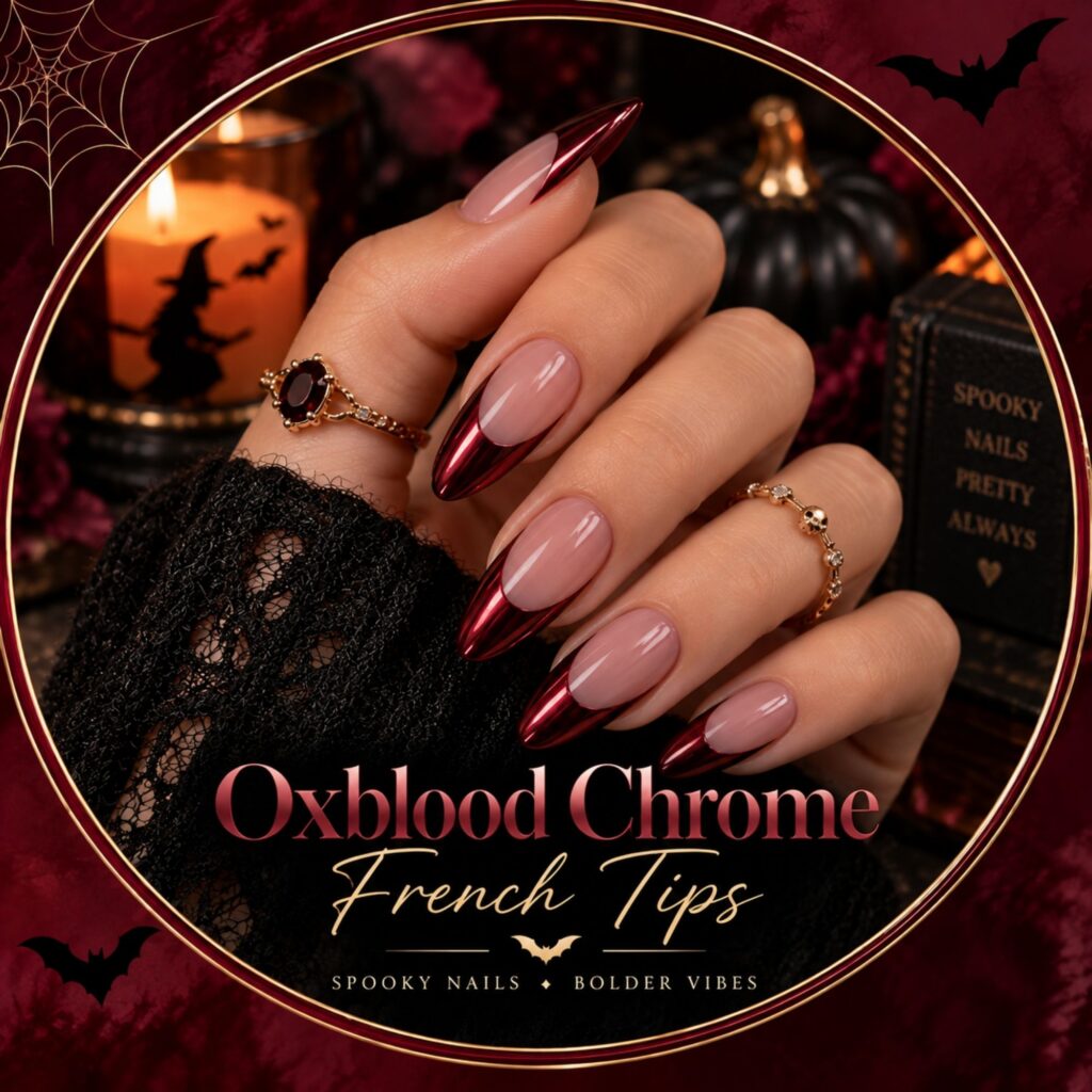 Oxblood Chrome French Tips