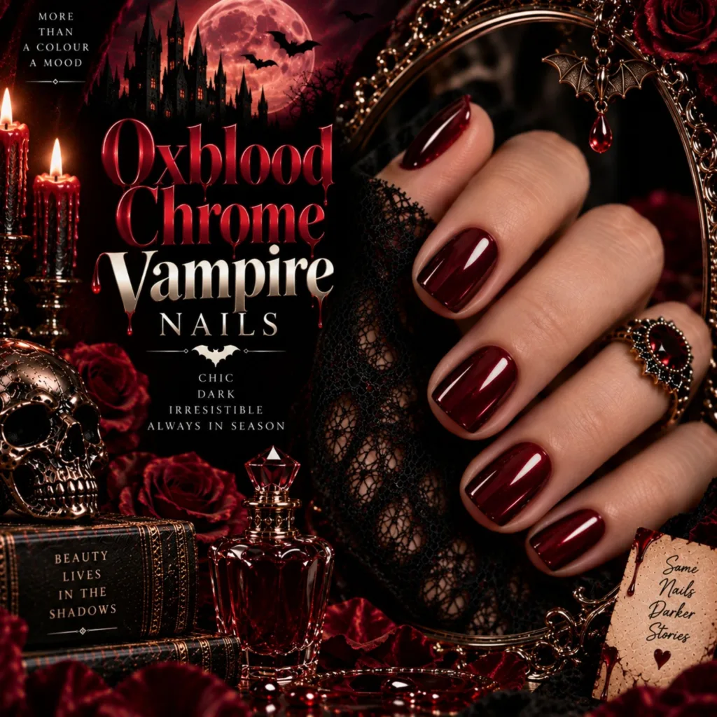 Oxblood Chrome Vampire Nails