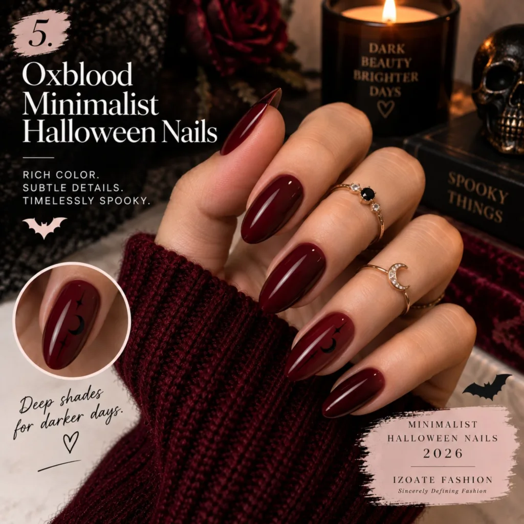 Oxblood Minimalist Halloween Nails
