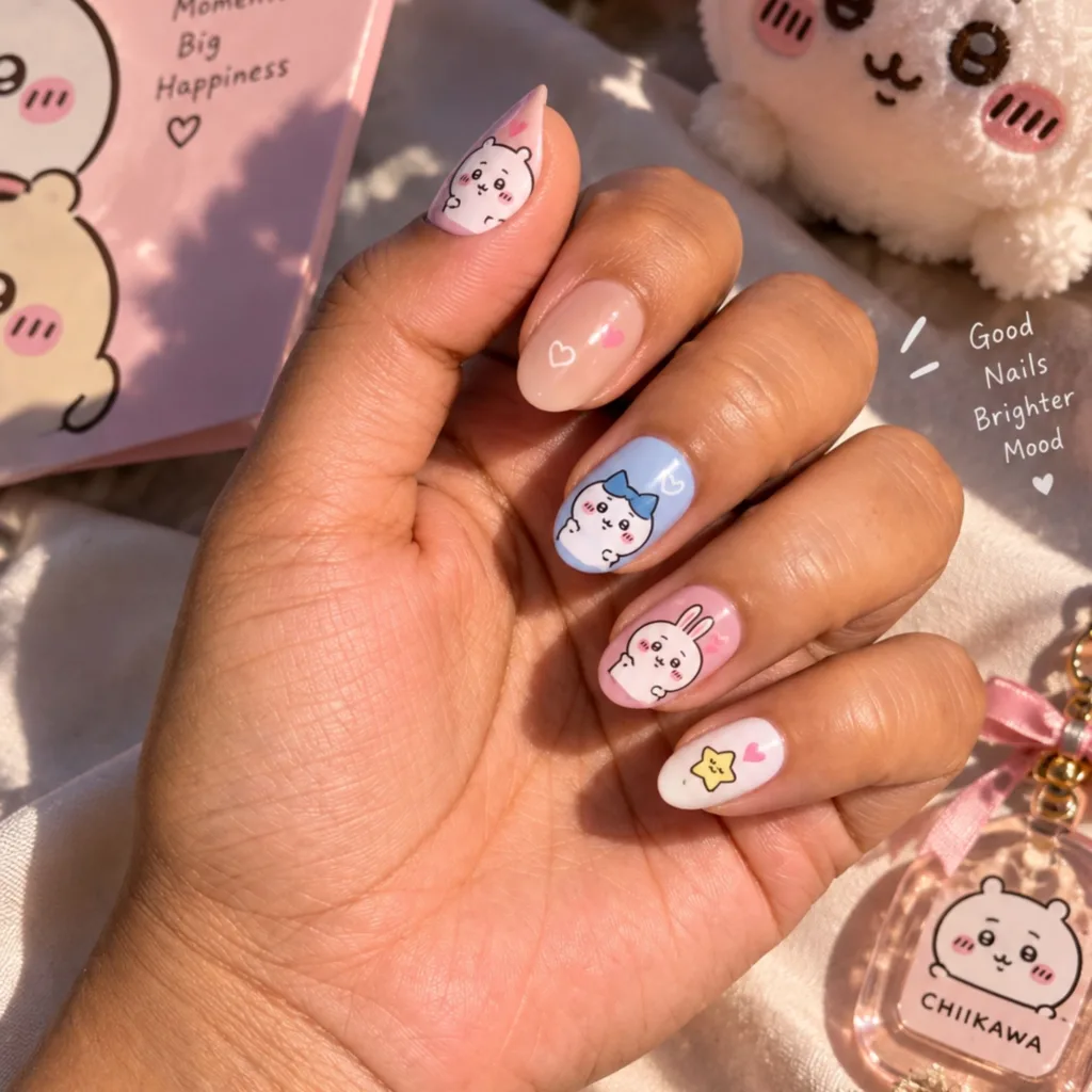 Pastel Kawaii Chiikawa Nails