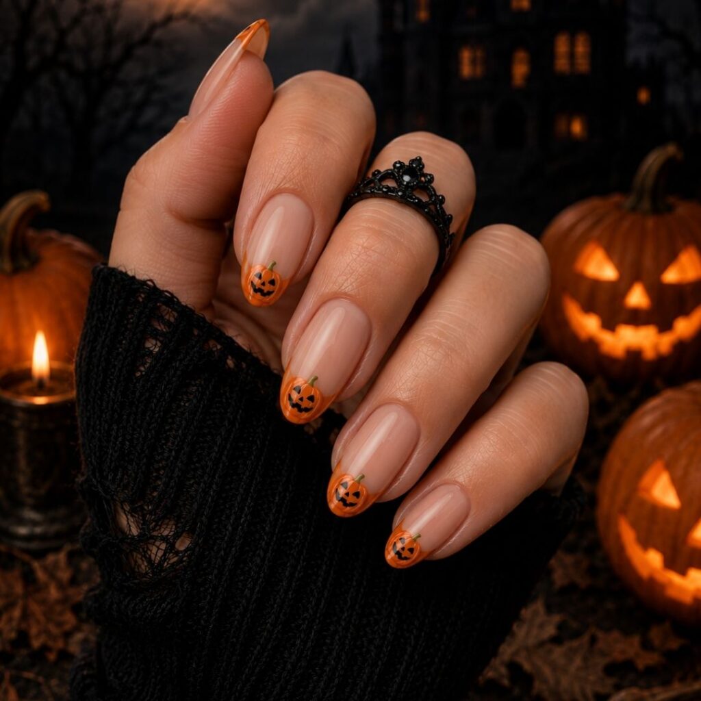 Pumpkin French Tip Nails