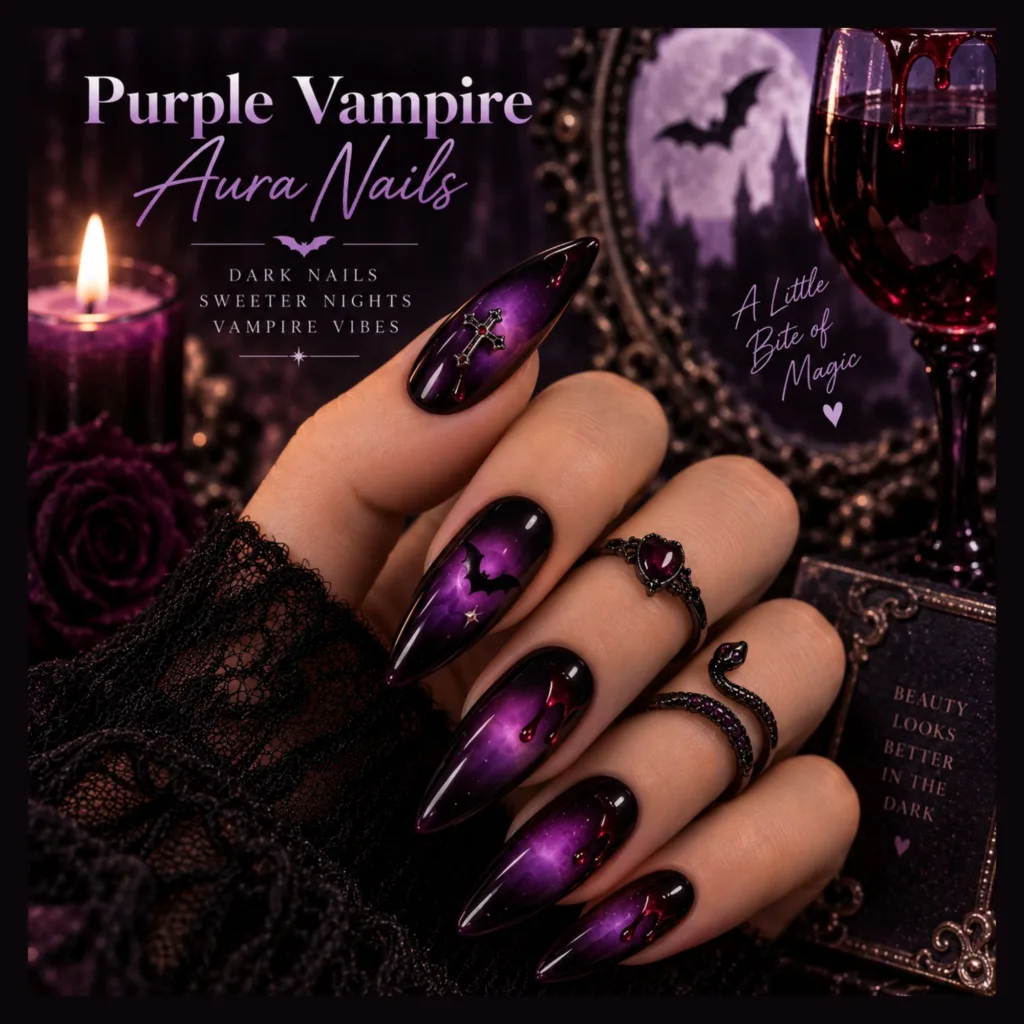 Purple Vampire Aura Nails