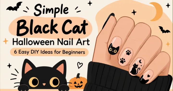 Simple Black Cat Halloween Nail Art