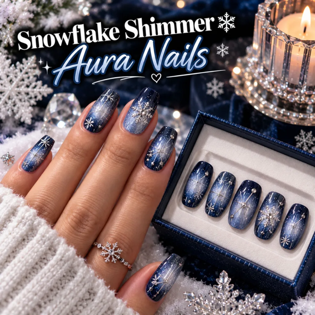 Snowflake Shimmer Aura Nails
