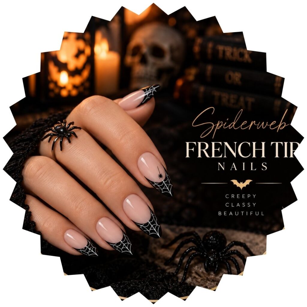 Spiderweb French Tip Nails