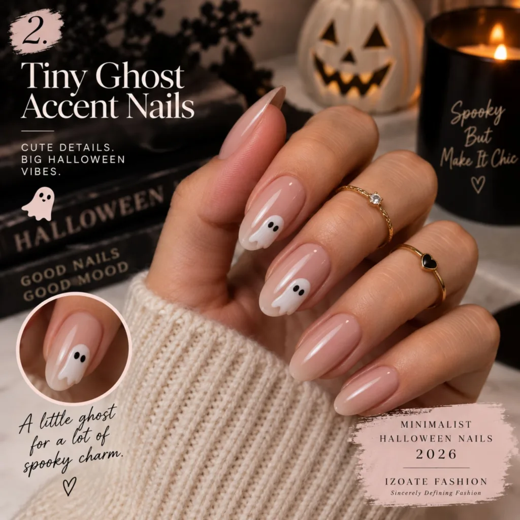 Tiny Ghost Accent Nails