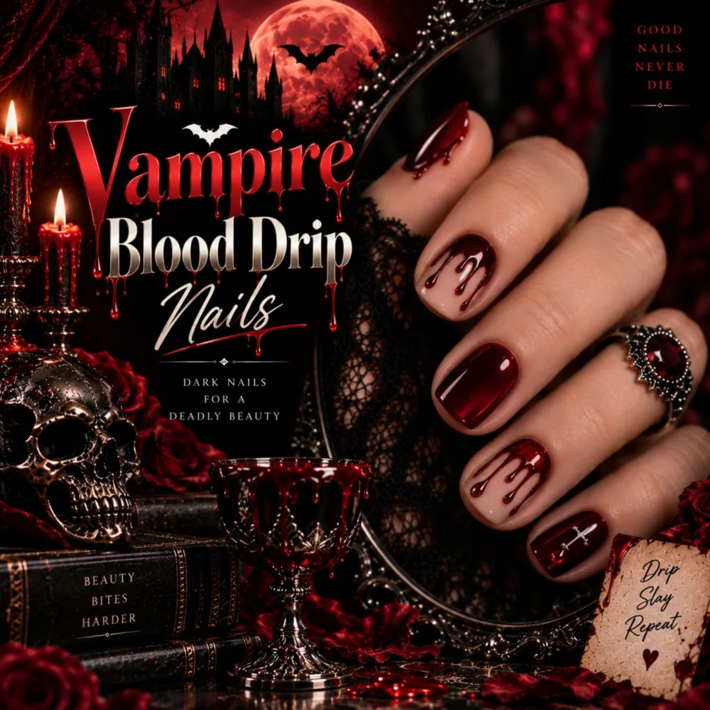 Vampire Blood Drip Nails 