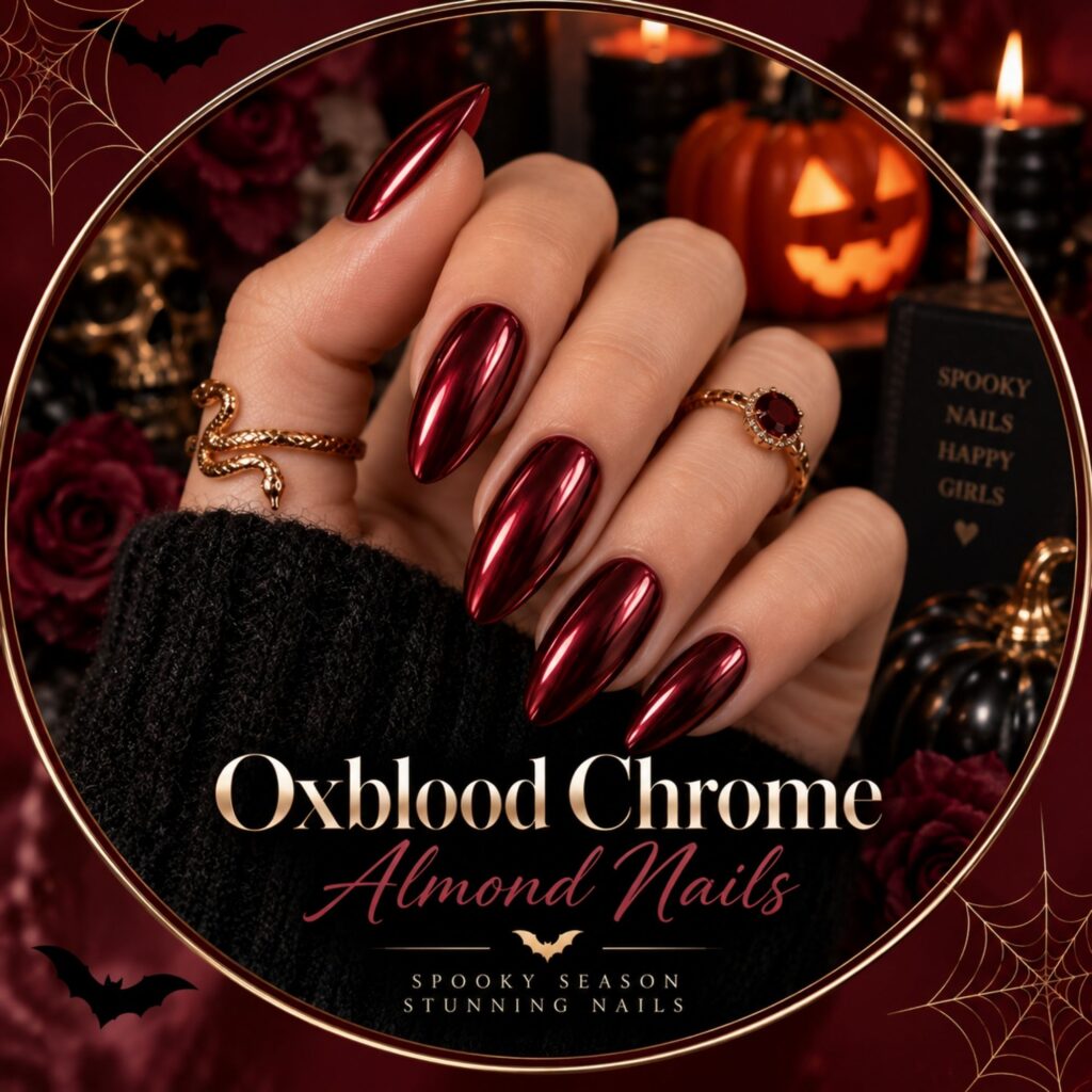 Oxblood Chrome Halloween French Tips