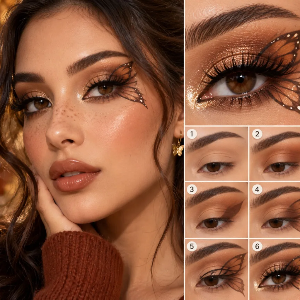 Warm Brown Butterfly Makeup