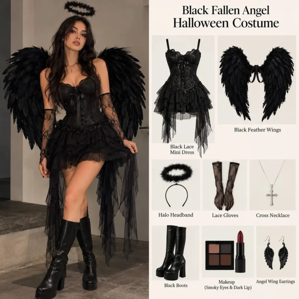 Black Fallen Angel Halloween Costume