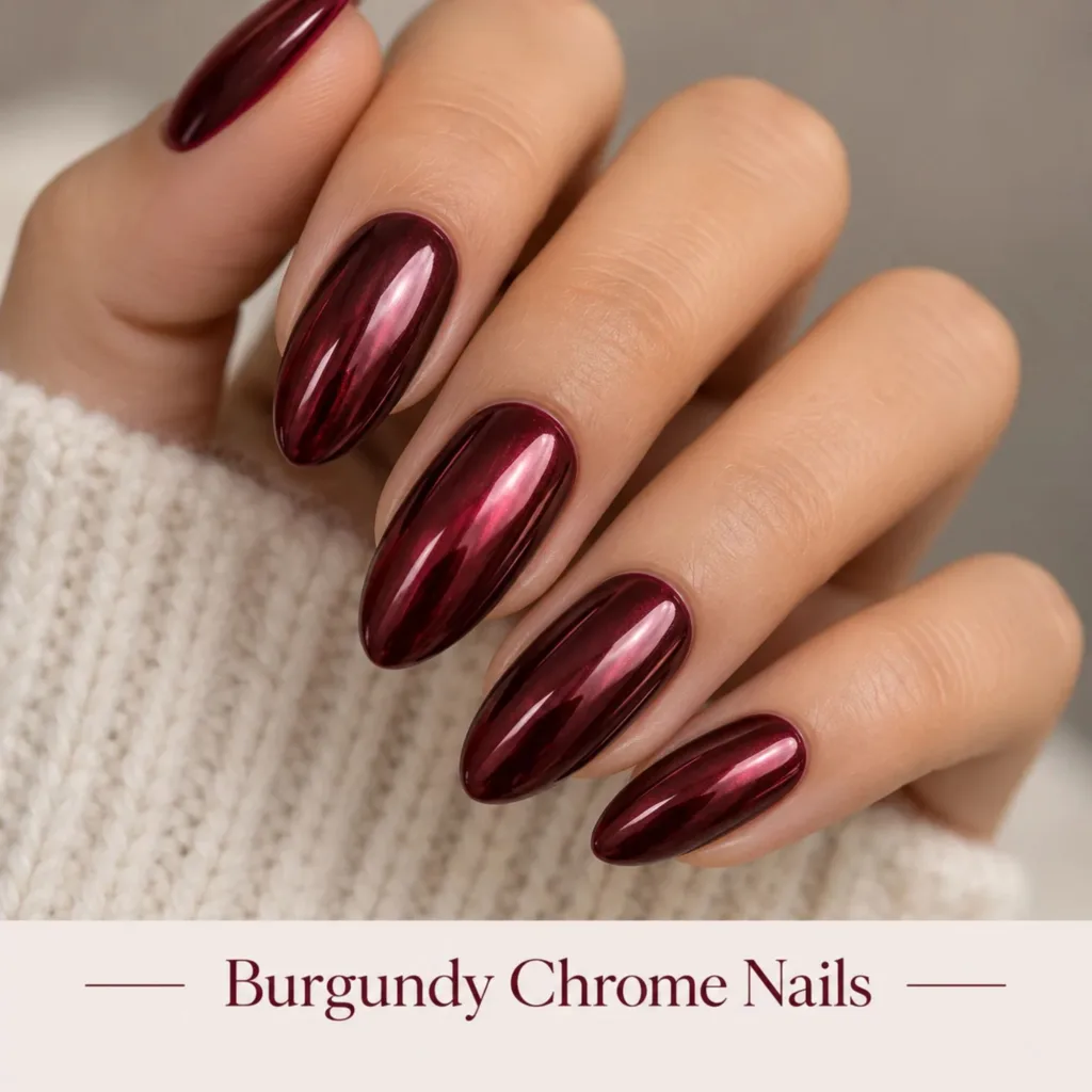 Burgundy Chrome Nails