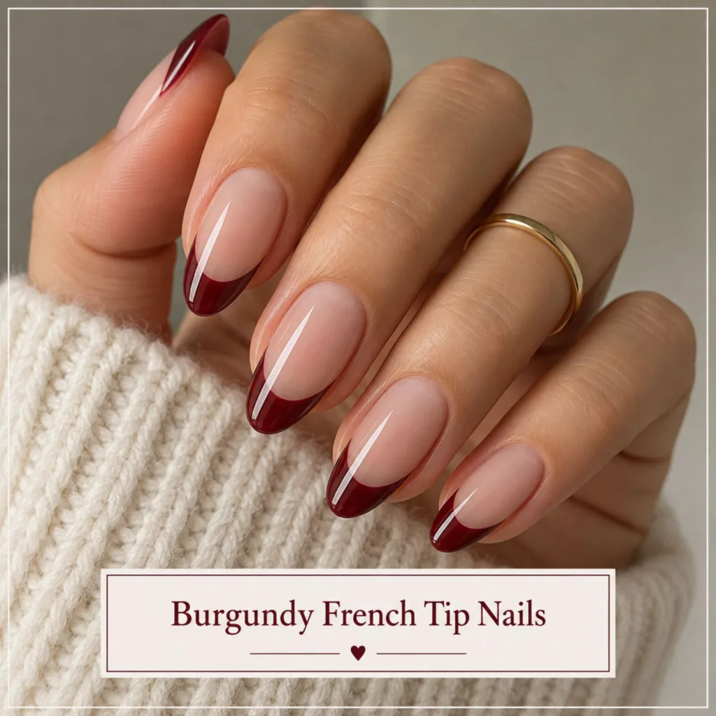 Burgundy French Tip Nails