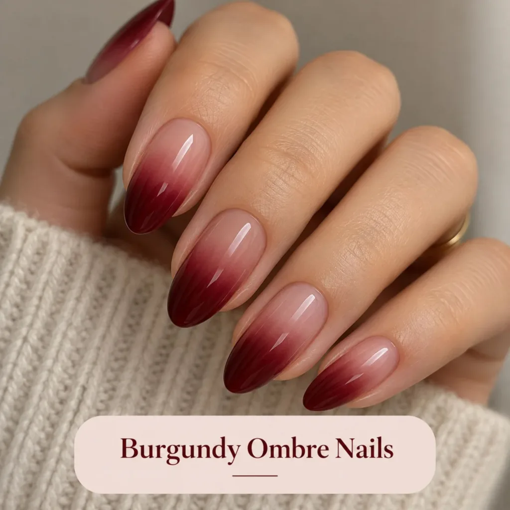 Burgundy Ombre Nails