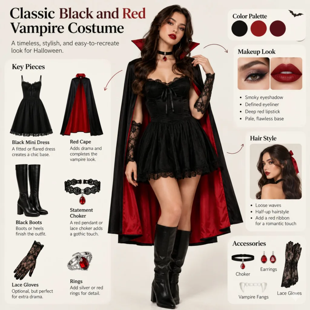 Classic Black and Red Vampire Costume