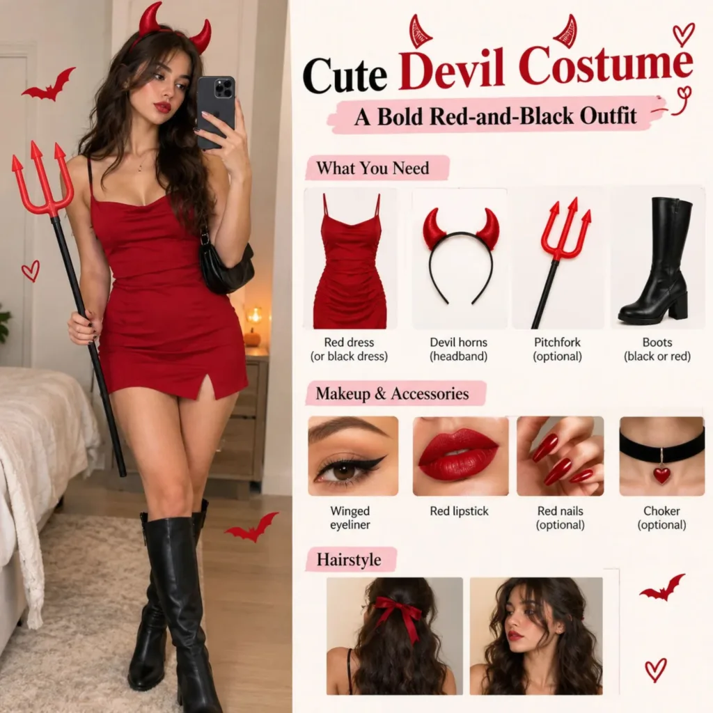 Cute Devil Costume_ A Bold Red-and-Black Outfit