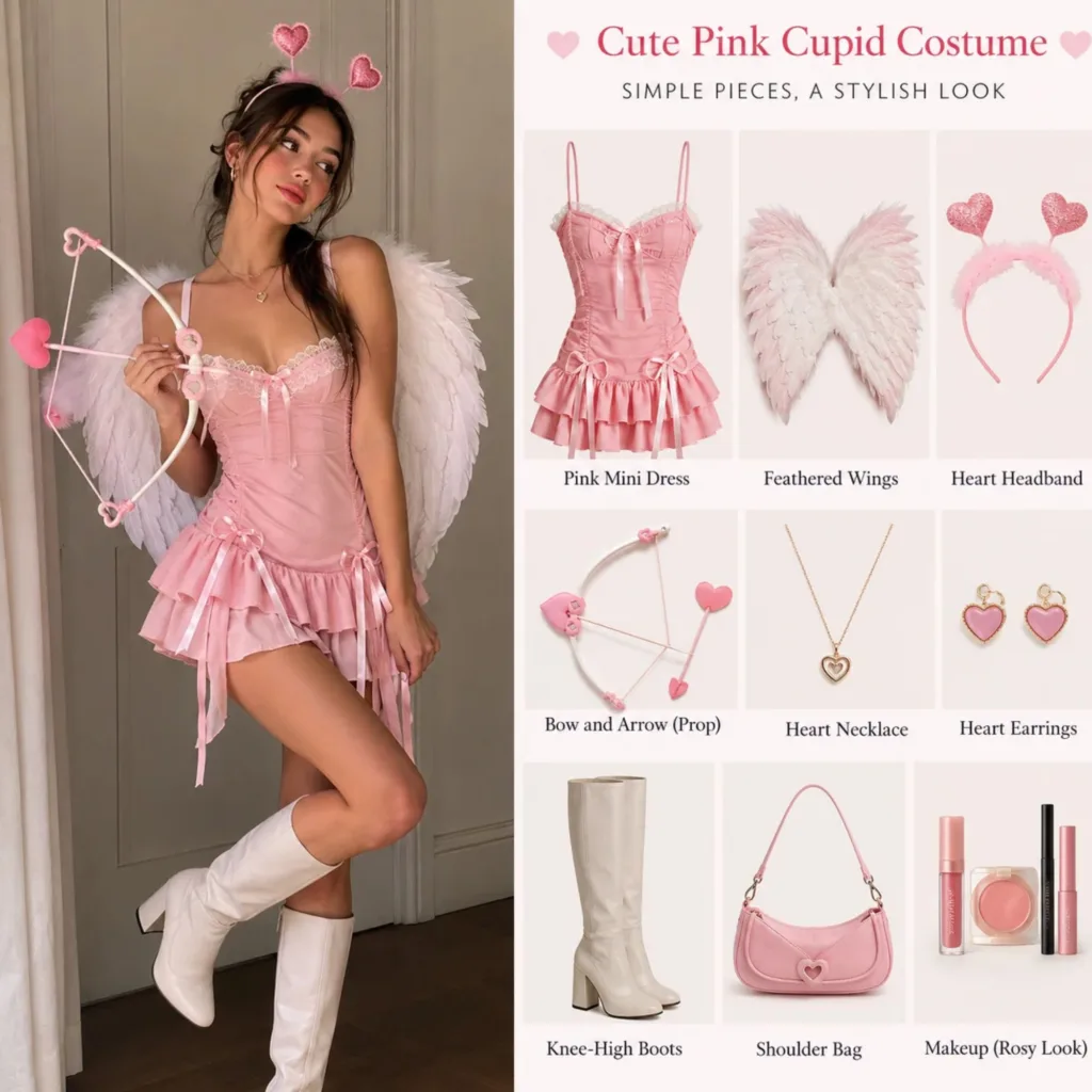 Cute Pink Cupid Costum