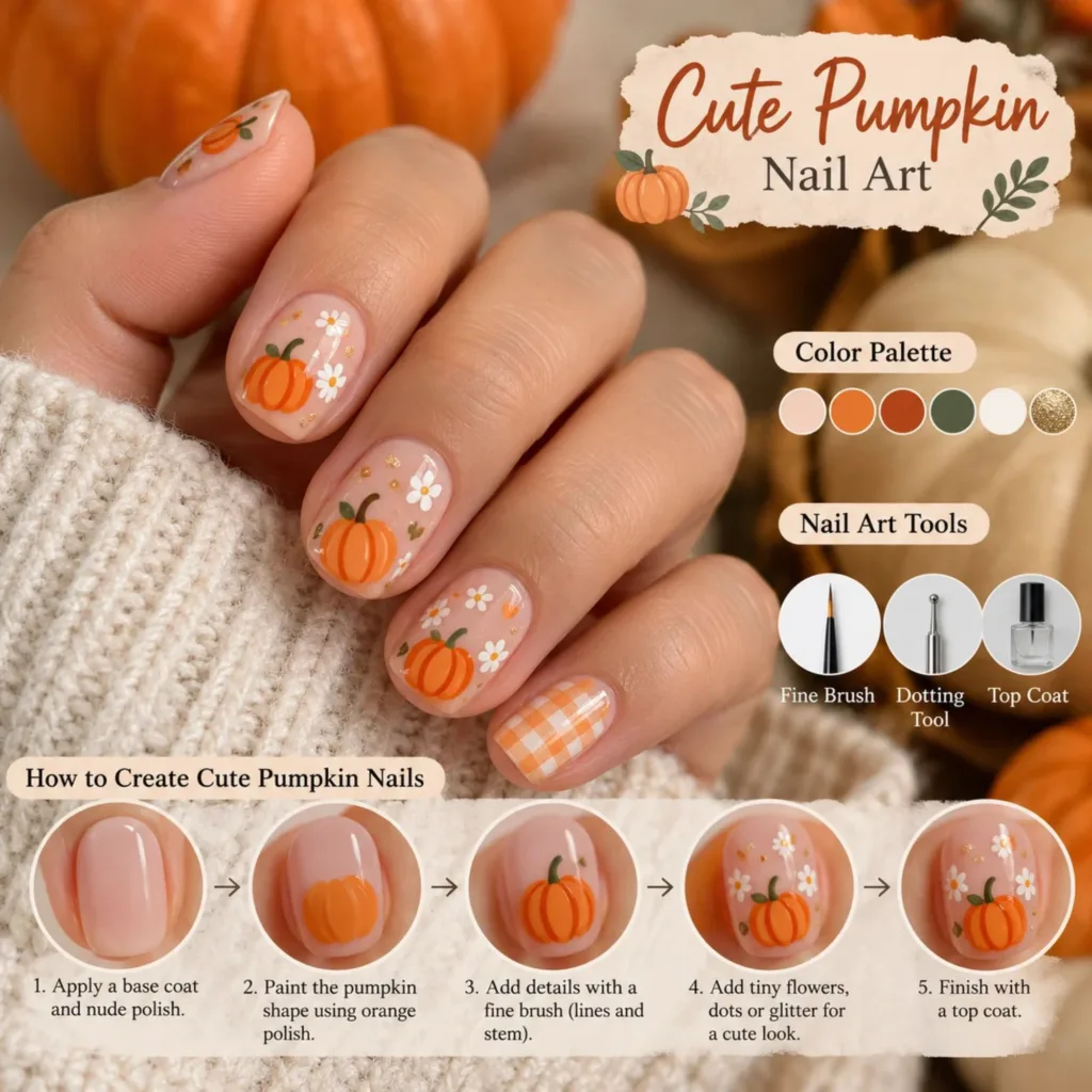 Cute Pumpkin Nail Art