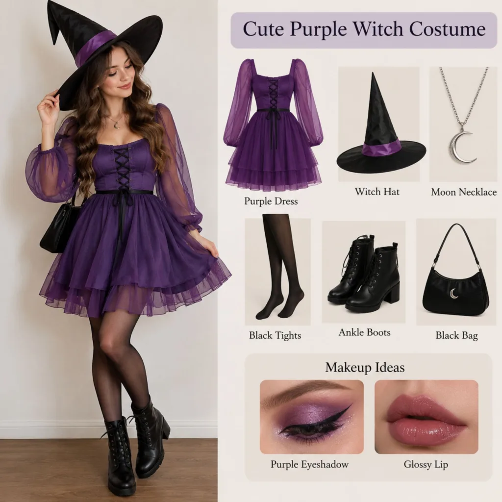Cute Purple Witch Costume