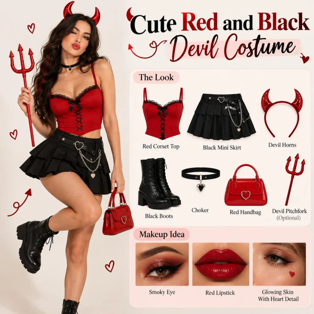 Cute Red and Black Devil Costume