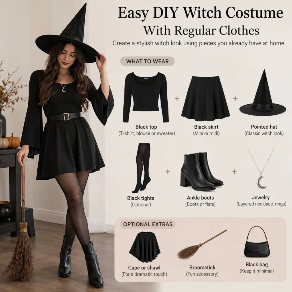 Easy DIY Witch Costume With Regular Clothes