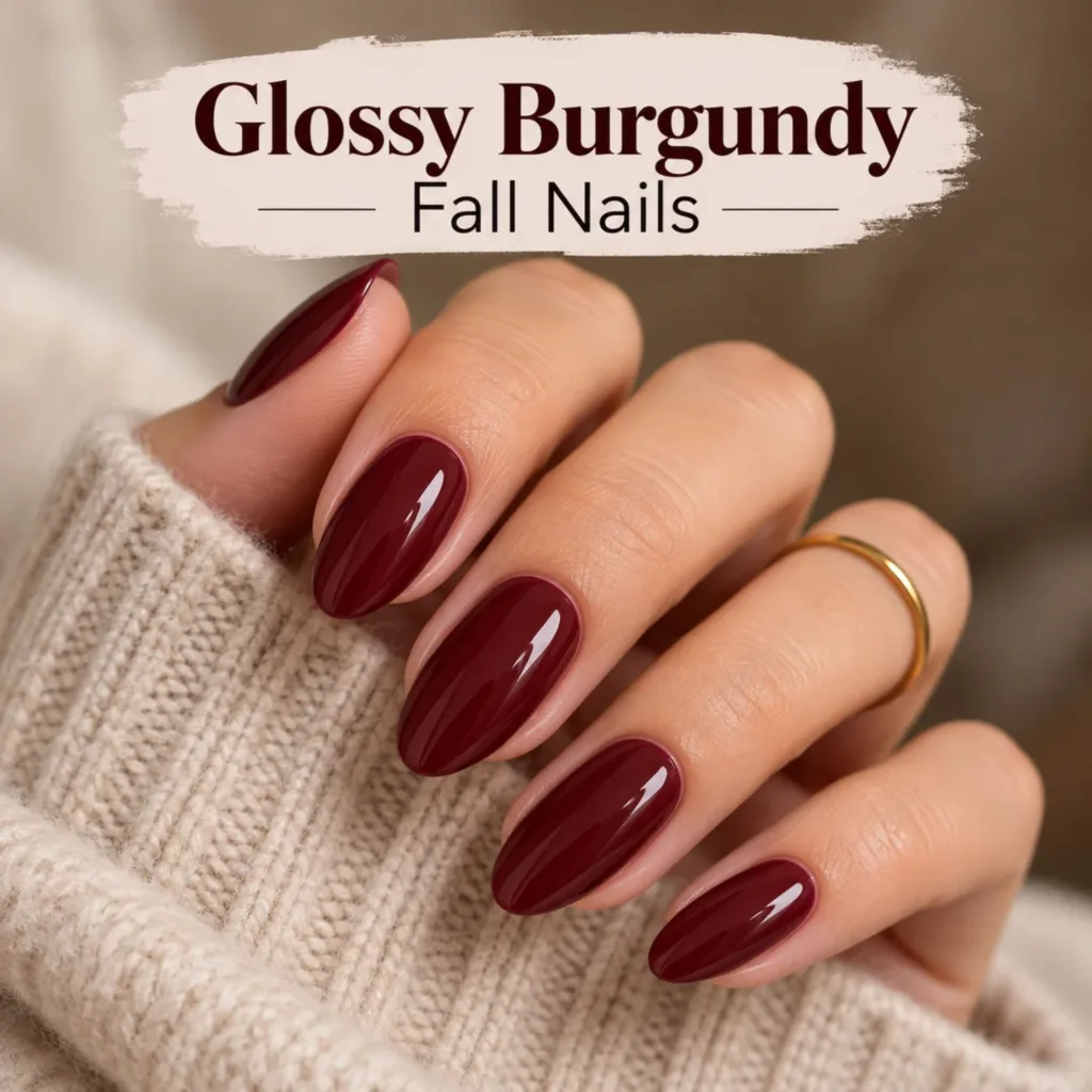Glossy Burgundy Fall Nails