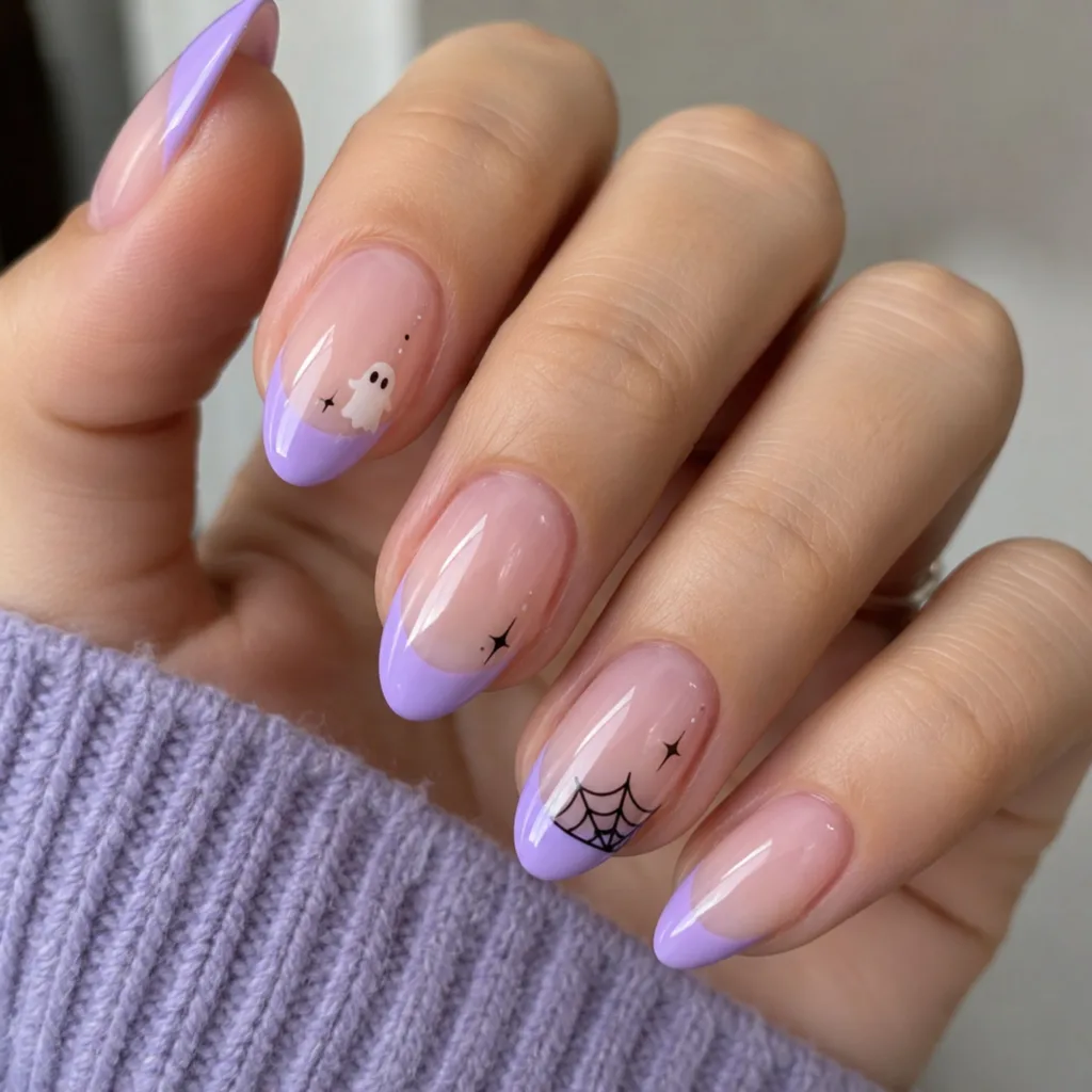 Lavender Halloween French Tips