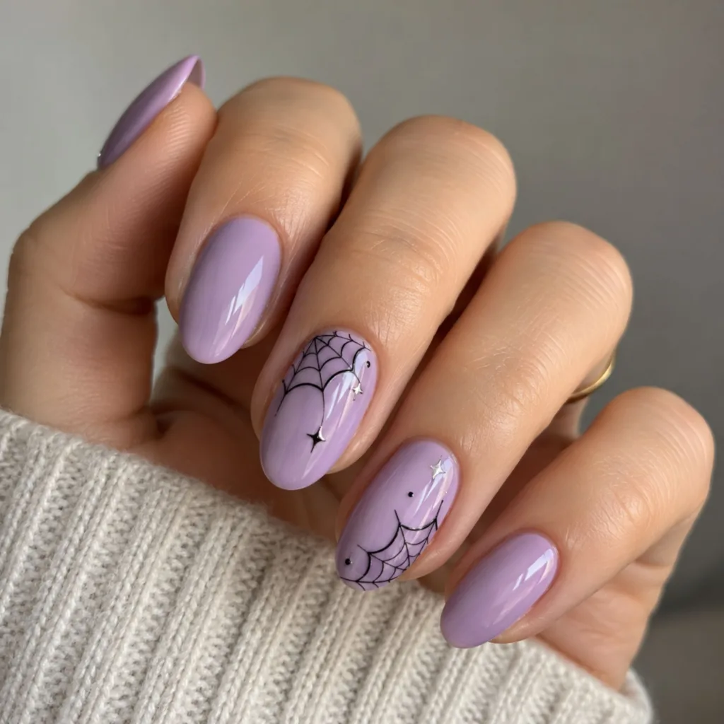 Lavender Spiderweb Nails