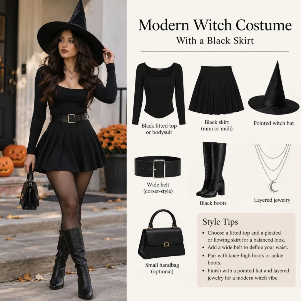 Modern Witch Costume With a Black Skirt