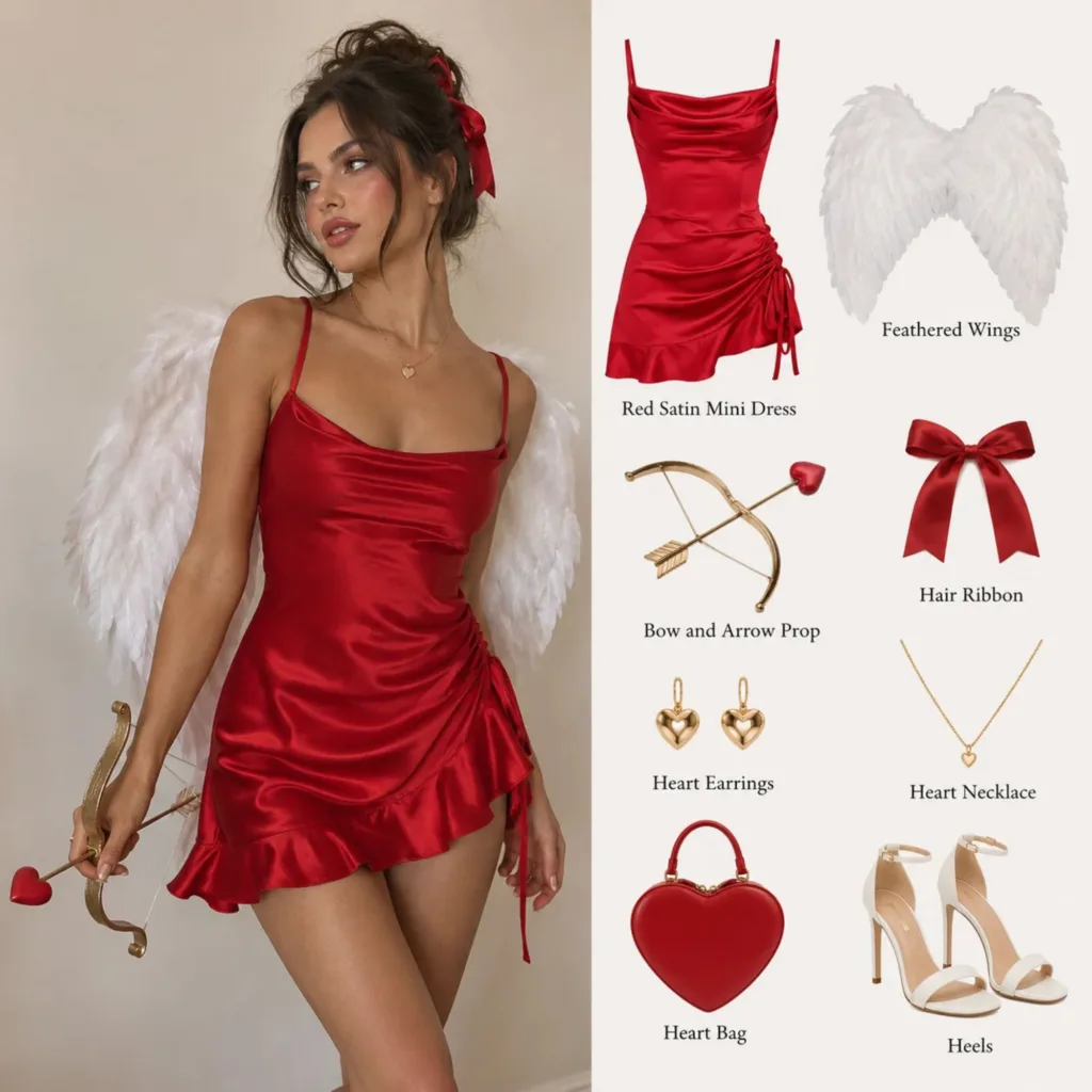 Red Satin Cupid Mini Dres