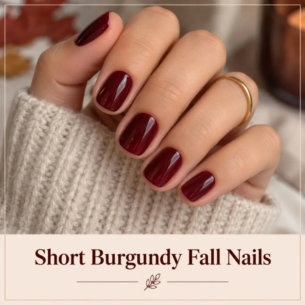 Short Burgundy Fall Nails