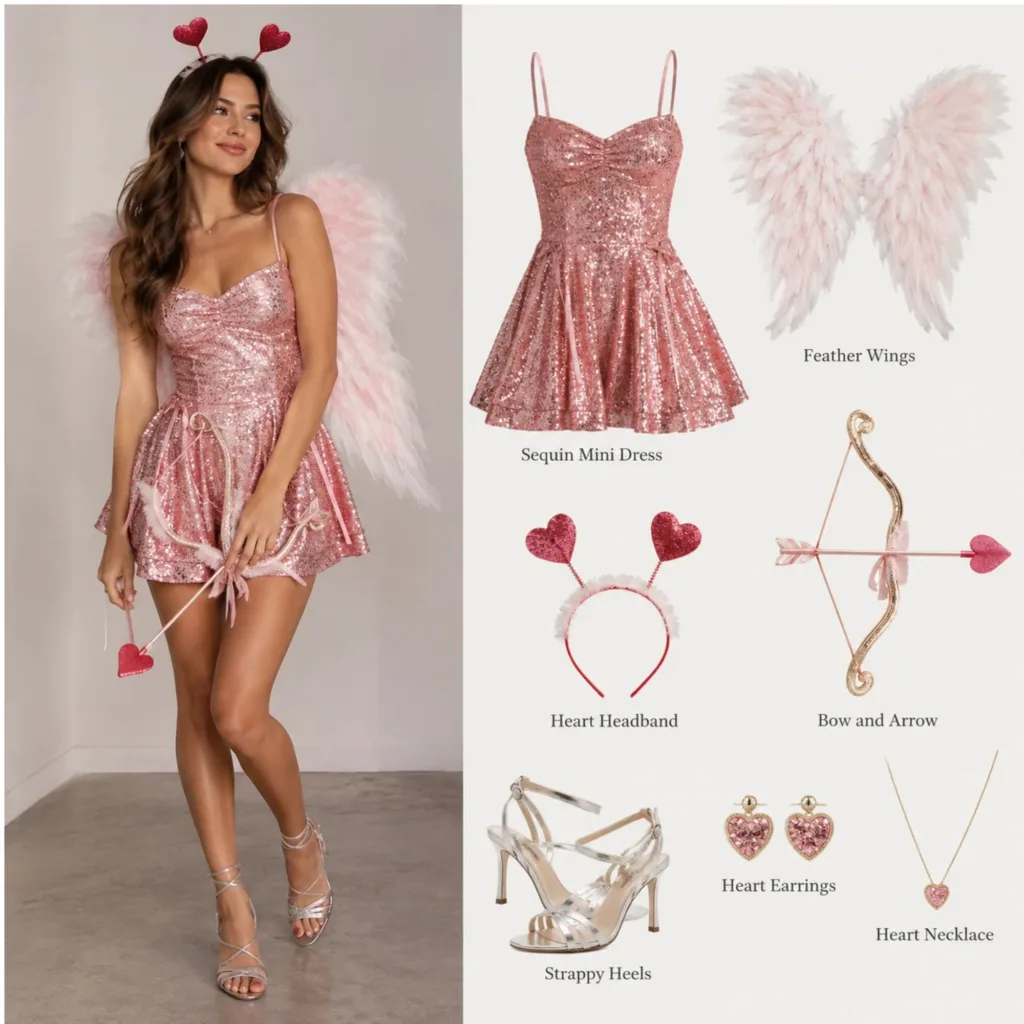 Sparkly Cupid Costume With Glitter Accessories