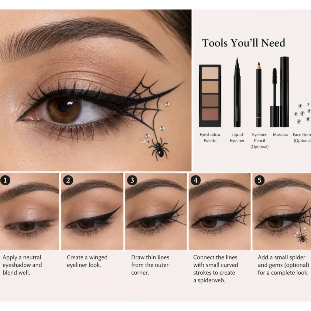 Spiderweb Halloween Eye Makeup